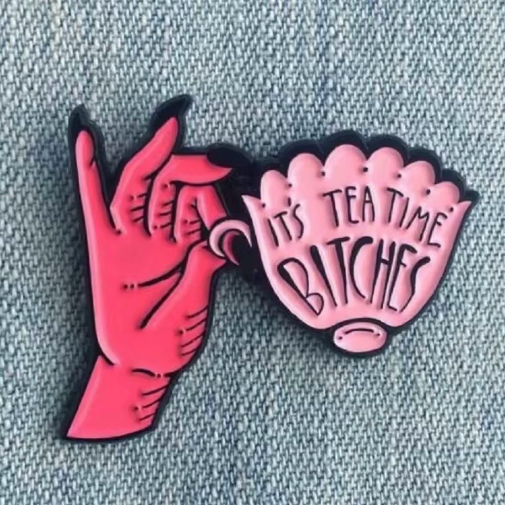 Pink Tea Time Enamel Sassy Teacup Lapel Pin NEW